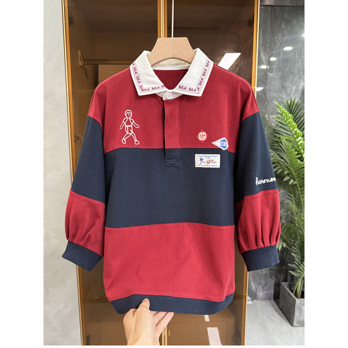 N货！宽松条纹POLO领棉T恤上衣