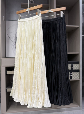 “氛围美”谁见了谁夸！提花百褶松紧腰大摆半身裙女    K1225~ZY