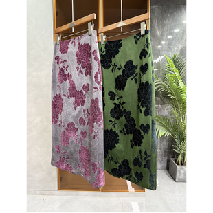 K1052 提花高腰包臀后开叉半身裙女 美到心尖上 女神BI囤