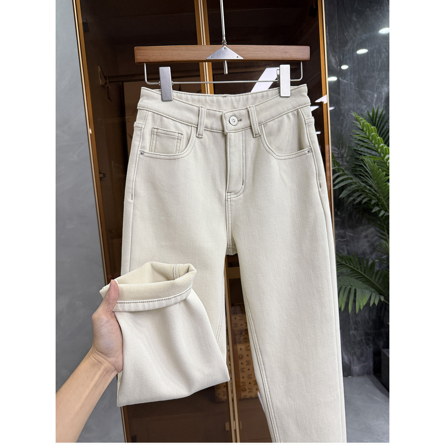 小个子收！显瘦显高挑！加绒牛仔烟管九分裤女M618111~JS