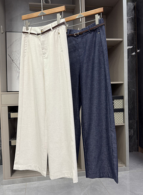 清仓不予退换！i感！清凉亚麻高腰休闲直筒裤女66860~ZY