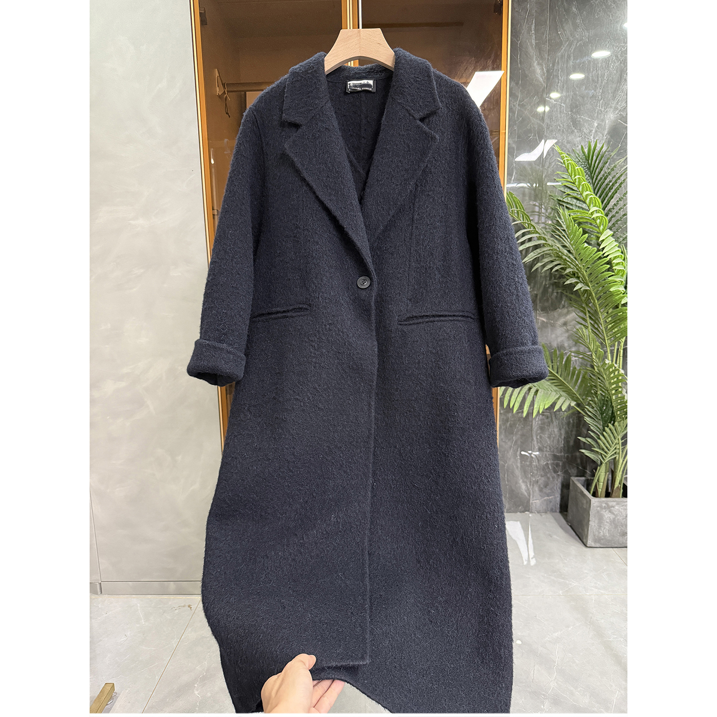 中长款绵羊毛双面呢一粒扣大衣