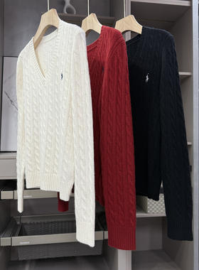 yuan厂尖货！谁穿谁夸！麻花羊毛V领针织毛衣女    96759~ZY