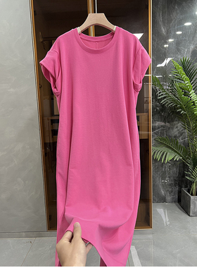 清仓不予退换！工厂外M单！花瓣短袖圆领棉T恤连衣裙T08009~JS