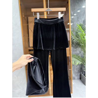 尖货！修身丝绒屁帘休闲喇叭裤