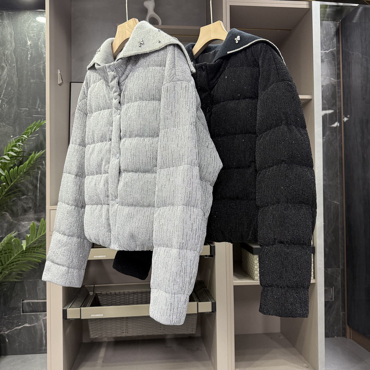 法柜！宽松钉珠白鹅绒羽绒服外套