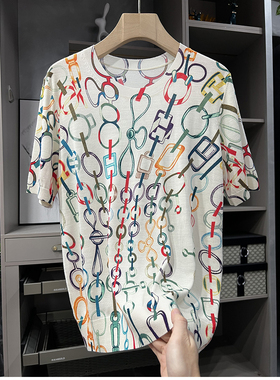 清仓不予退换#B子纱！彩虹铁链美利奴羊毛针织短袖上衣女88041