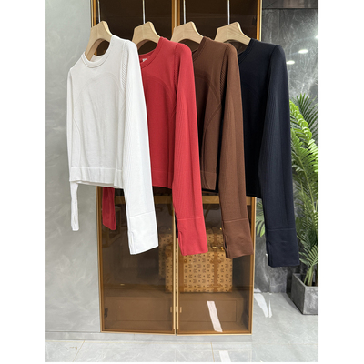 N货！修身四面弹圆领长袖短T恤