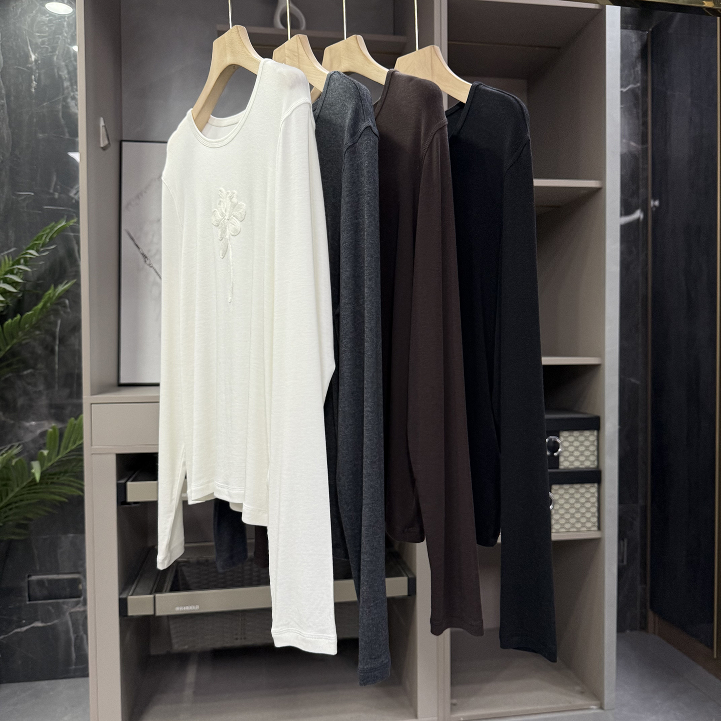 N货！天丝羊毛圆领长袖打底衫T恤