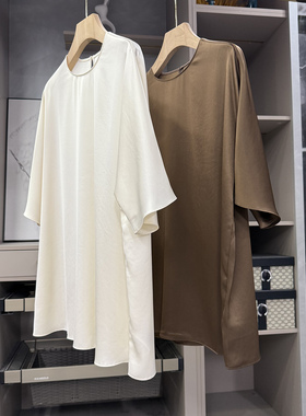 清仓不予退换！简单！宽松醋酸圆领短袖上衣女A251126~ZY