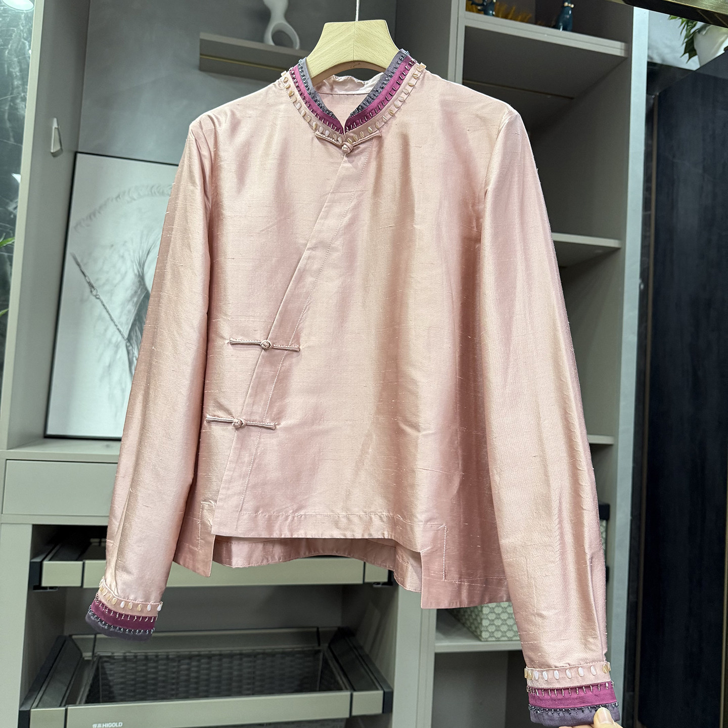 柜款！国风新中式！重磅真丝线结钉珠立领盘扣上衣女  86977~ZY,女装/女士精品,衬衫,淘宝优惠券,粉丝福利购,淘宝优惠卷