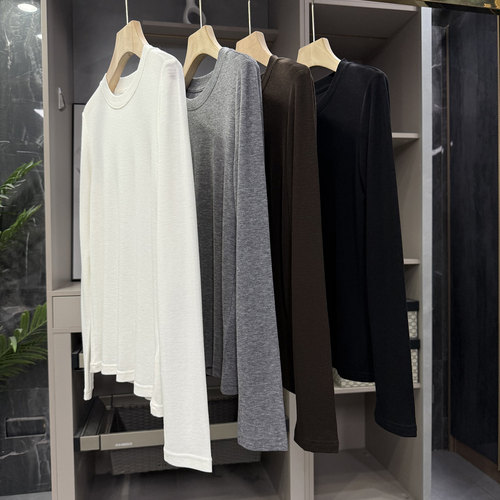 尖货!软糯羊毛圆领长袖打底衫T恤