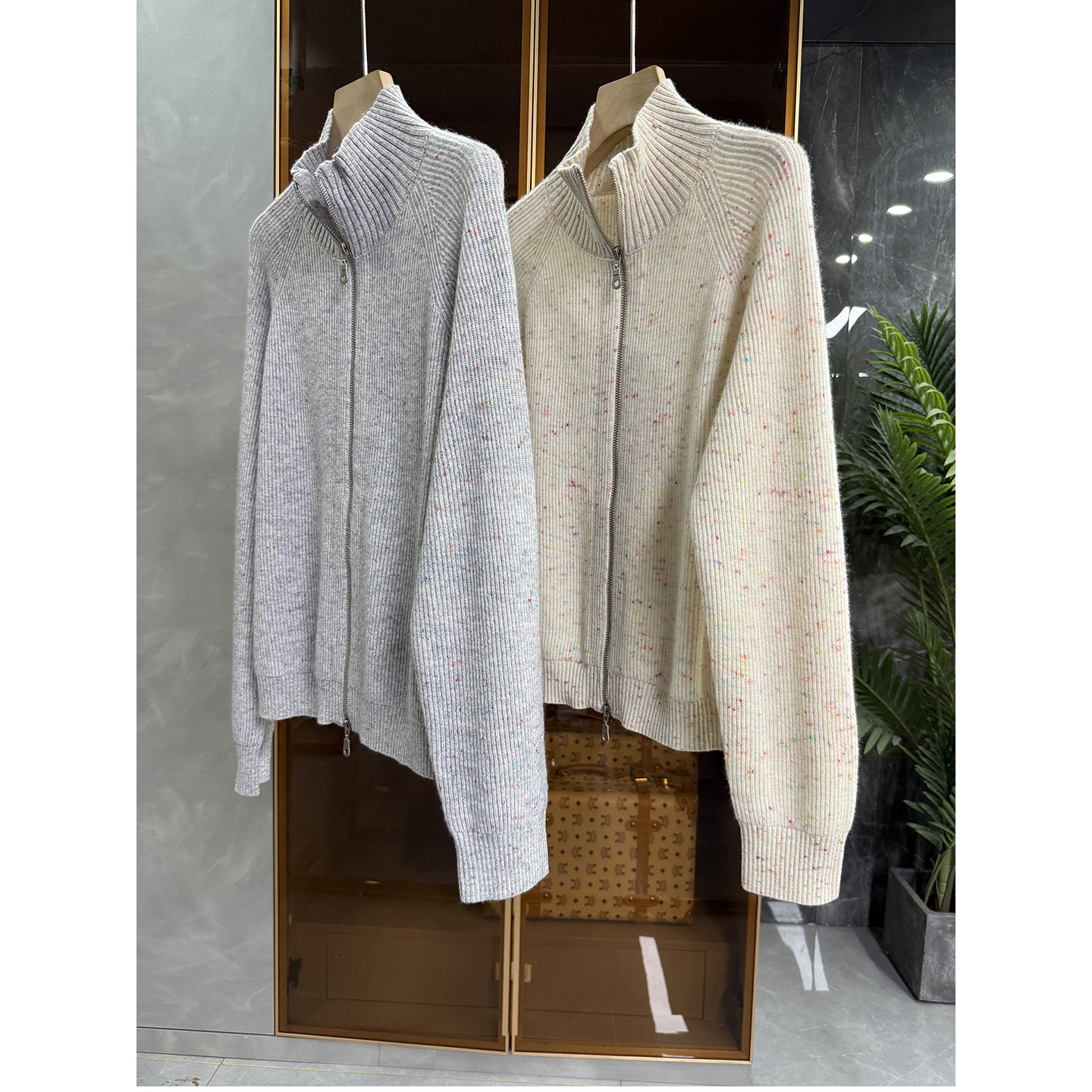 尖货!花纱羊绒拉链针织开衫毛衣