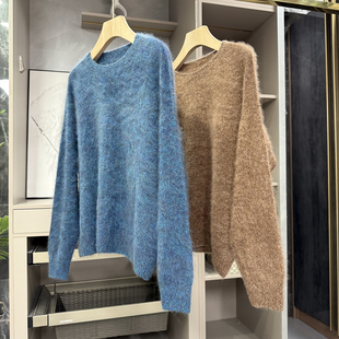 尖货！云朵拉绒无缝一体羊绒羊毛圆领花纱针织毛衣女  66117~ZY