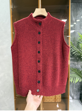 秋冬里的加分神器！花纱绵羊毛圆领针织开衫马甲女   Y8157~ME