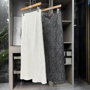 开衩满天星亮片高腰A字半身裙女77037 清仓不予退换 转圈圈