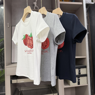 INS博主咆哮推荐 棉短T恤女 ZW26101 西红柿印花圆领短袖