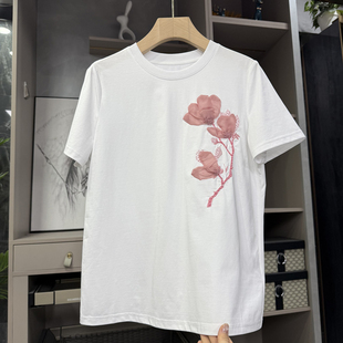 62772 自留款 棉T恤女 立体花朵圆领短袖 实力大工厂出
