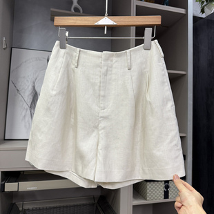 N3473 闭眼shou 女 天丝亚麻高腰休闲短裤 代厂尖货