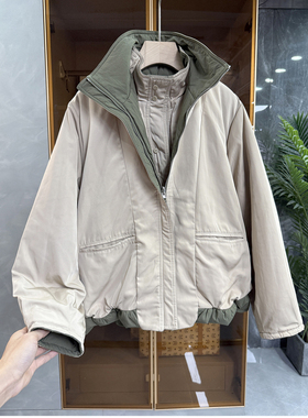 G上4K+！代厂订单！两面穿宽松花苞立领棉服外套女  MZ15991~JS