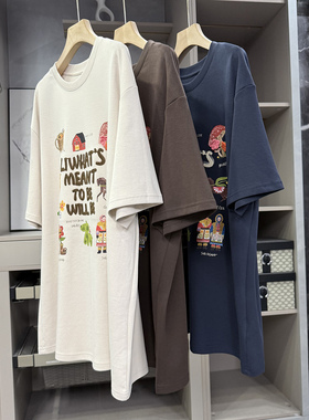 自留推荐！品质货！宽松印花圆领短袖棉T恤女     SY25502~ZY