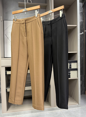 莼尾jin口P牌料！真丝羊毛中高腰休闲烟管九分裤女   665H143~ZY