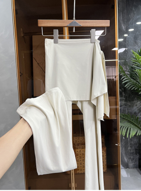 JU好穿！细腰大长腿！两件套屁帘休闲瑜伽喇叭裤女   T08335~JS