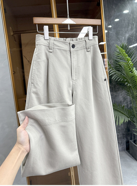 实力大厂出！工装风后松紧高腰休闲直筒阔腿裤女    T7798~JS
