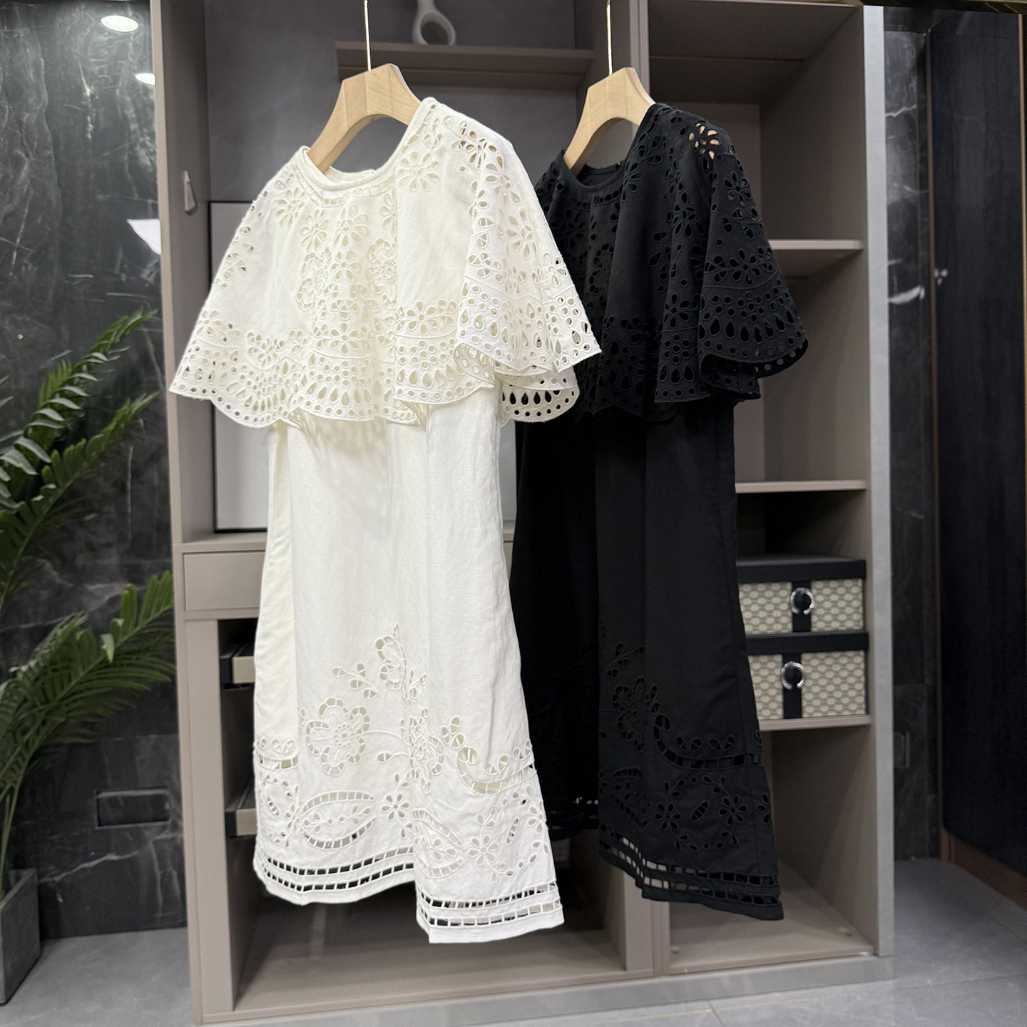 yuan单！G上4K+！亚麻镂空刺绣披肩荷叶边圆领连衣裙   96536~ZY,女装/女士精品,连衣裙,淘宝优惠券,粉丝福利购,淘宝优惠卷