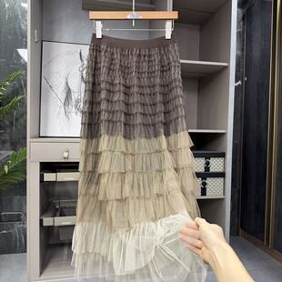 168965 渐变网纱蛋糕半身裙女 出片神器 美美美