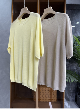 清仓不予退换！凉显瘦！宽松亚麻针织衫圆领短袖上衣女25A153~ME