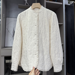 yuan单！浪费法式！重工刺绣花边立领衬衫上衣女  734995~ZY