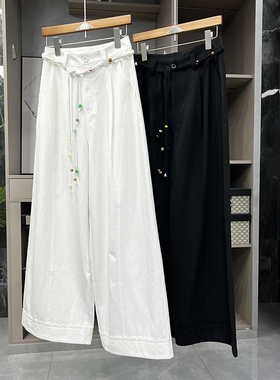 清仓不予退换！风！翻边刺绣高腰莱赛尔牛仔阔腿裤女   H85019~ZY