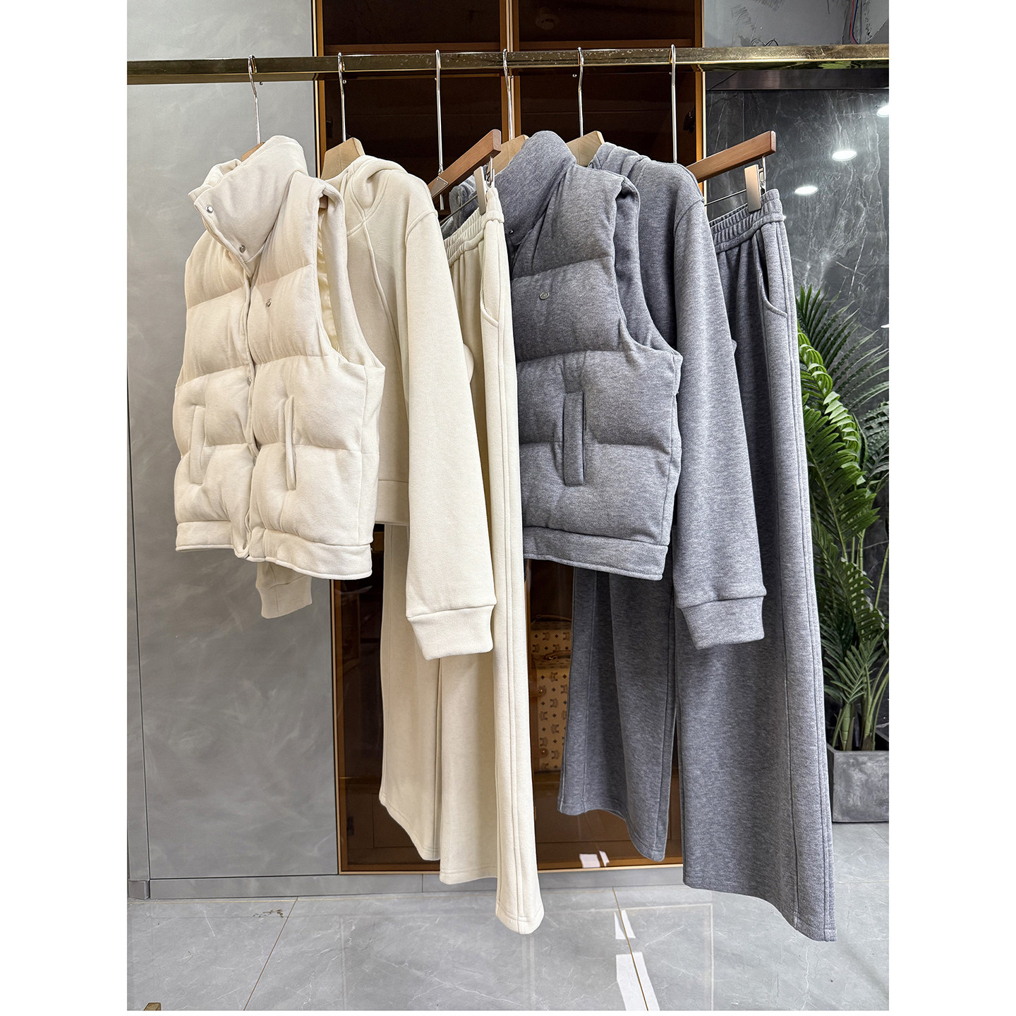 外M单！三件套棉服马甲+连帽卫衣+休闲长裤套装女   M02403~ME,女装/女士精品,时尚套装,淘宝优惠券,粉丝福利购,淘宝优惠卷