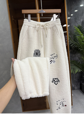 秋冬BI囤！重工刺绣松紧腰休闲束脚卫裤女   M021151~JS