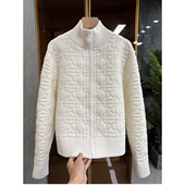 D3002 实力工厂尖货 加厚菱格羊毛立领休闲拉链短外套女