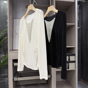 87210 尖货 上衣女 醋酸串珠流苏圆领长袖 美到不敢照镜子