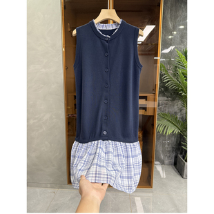 清仓不予退换 拼接格子圆领无袖 针织连衣裙R567 龄并存