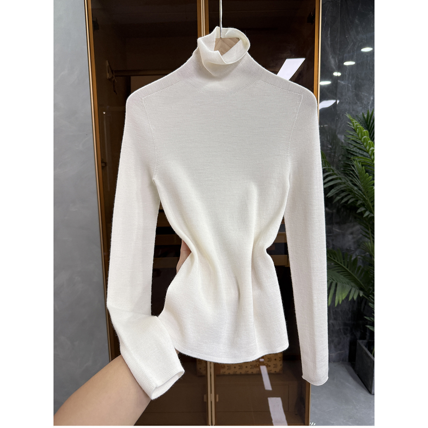 N货!无缝一体羊毛高领针织打底衫