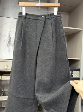 秋冬里的时髦神器！高腰毛呢休闲阔腿九分裤女     KW0319~ZY