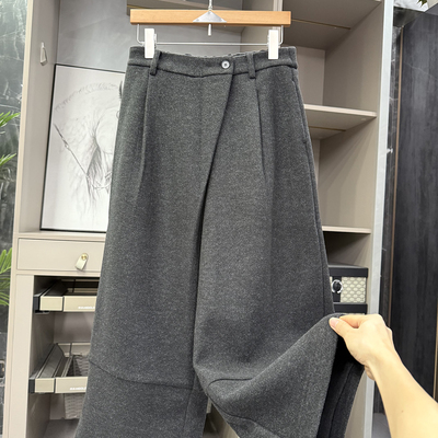 N货！高腰毛呢休闲阔腿九分裤