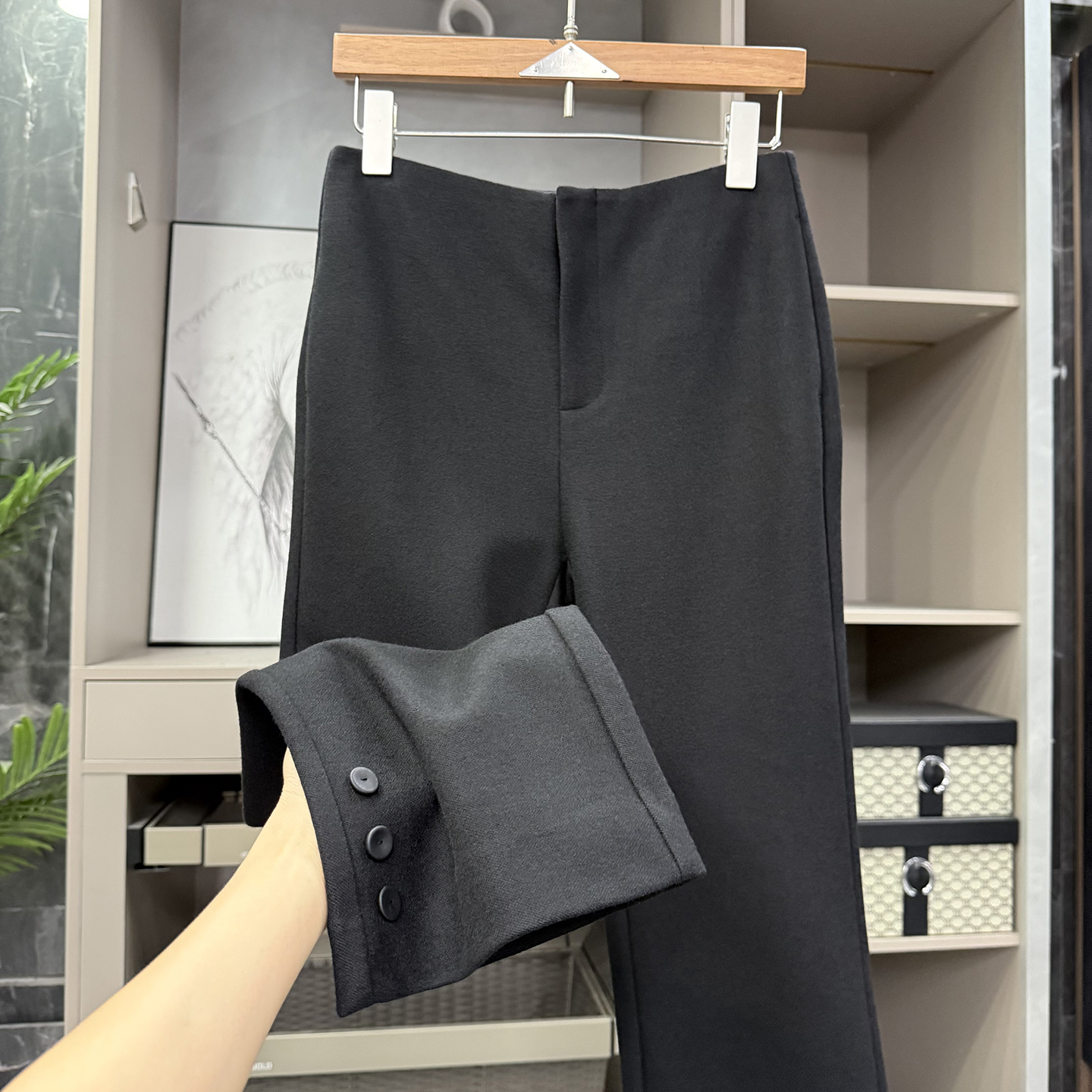 尖货！磨毛羊毛休闲微喇九分裤