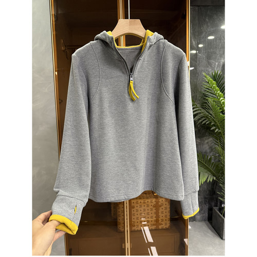 大N货！薄绒连帽半拉链卫衣