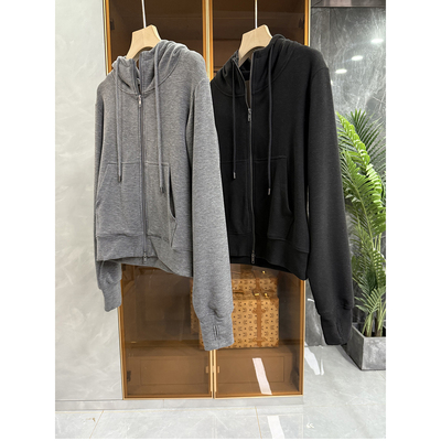 尖货！真丝山羊绒连帽卫衣短外套