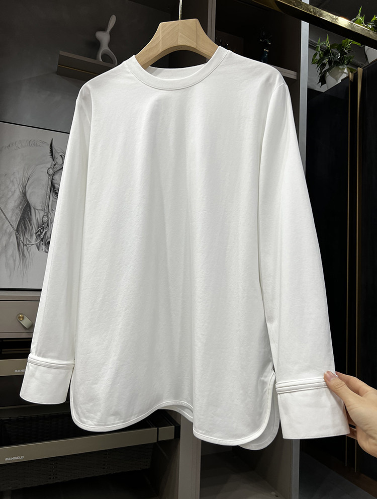 N货！随便穿都有品！盘扣袖圆领高支棉T恤上衣女   B3002