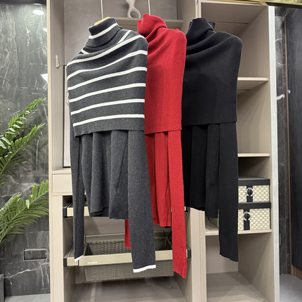 逆推！抬气质单品！修身羊毛两件套披肩针织衫上衣女   252248~ZY