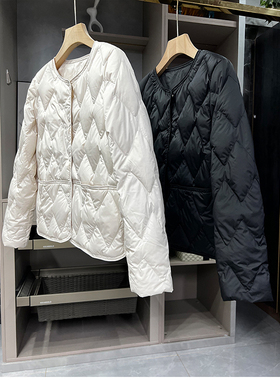 双手推荐！大厂外D！轻暖菱形圆领白鸭绒羽绒服外套女  D5238~ZY