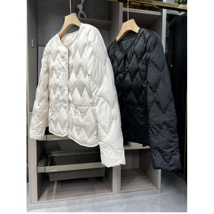 双手推荐！大厂外D！轻暖菱形圆领白鸭绒羽绒服外套女  D5238~ZY