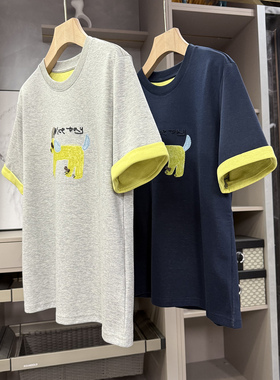 清仓不予退换！！通勤时髦撞色底圆领短袖棉T恤女SY25520~ZY