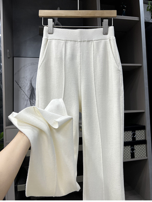 外M单!美丽奴羊毛针织休闲喇叭裤